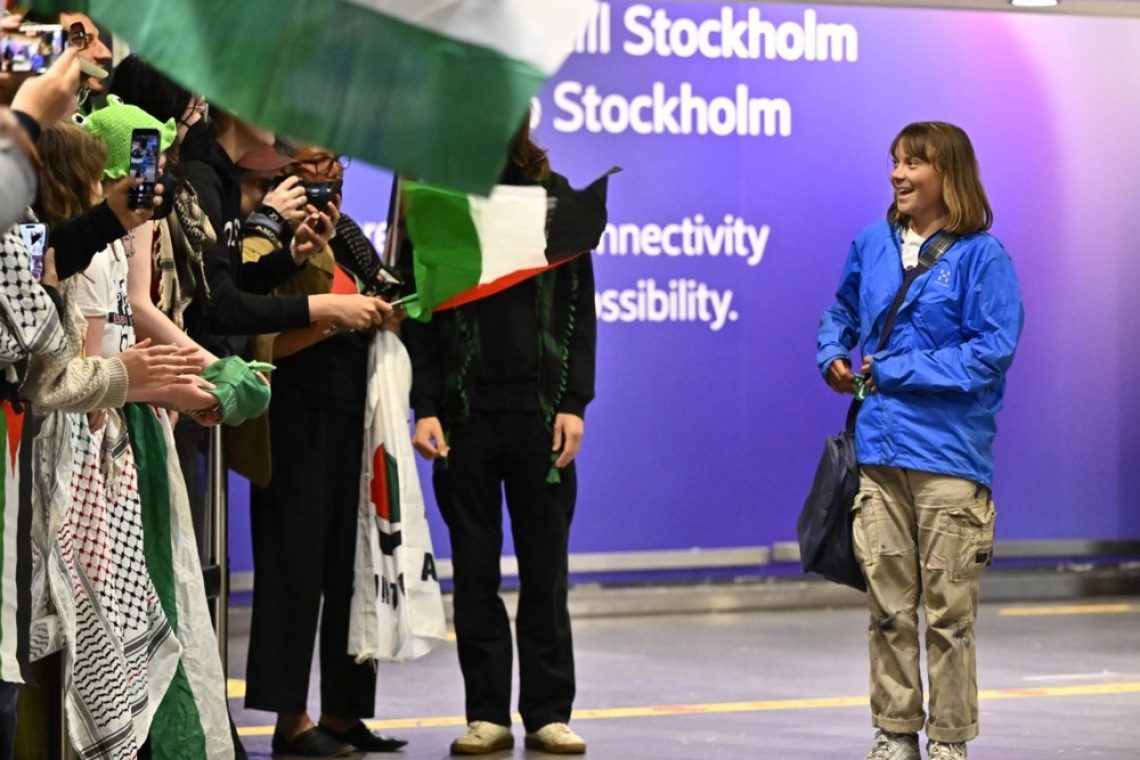 Greta Thunberg po izgonu iz Izraela prispela v Stockholm