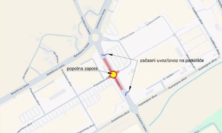 Zapora dela Jurčkove ceste zaradi izgradnje krožišča v Rudniku