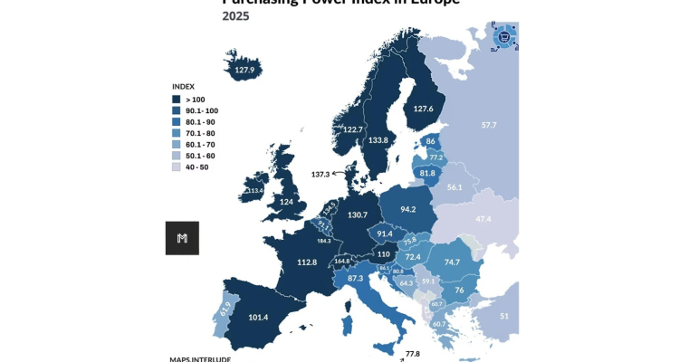 Kupna moč v Evropi razkriva velike razlike